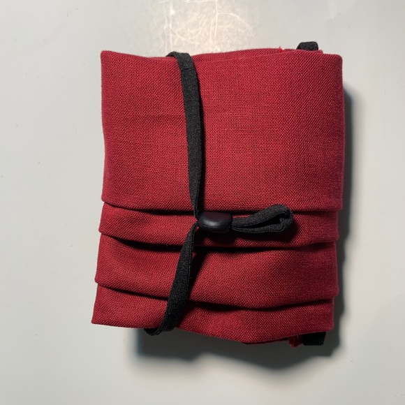 2/$30 Face Mask 3 Layer Scrunchie Burgundy Red - Picture 4 of 6